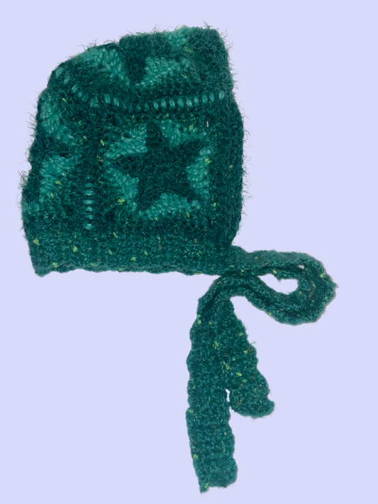 green fuzz bonnet